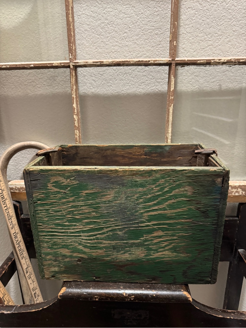 Rustic Green Wooden Crate Planter - Home Accents
